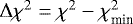 Mathematical equation: $\mathrm{\Delta} \chi^2 = \chi^2-\chi^2_{\textrm{min}}$