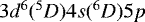 Mathematical equation: $3d^6(^5D)4s(^6D)5p$