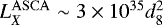 Mathematical equation: $L^{\mathrm{ASCA}}_{X}\sim 3\times 10^{35}d_{8}^{2}$