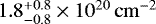 Mathematical equation: $1.8^{+0.8}_{-0.8} \times 10^{20}\,\mathrm{cm}^{-2}$