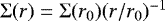 Mathematical equation: ${\mathrm{\Sigma}}(r) = {\mathrm{\Sigma}} (r_0) (r/r_0)^{-1}$