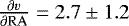 Mathematical equation: $\frac{\partial v}{\partial {\mathrm{RA}}} = 2.7\pm1.2$