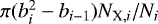 Mathematical equation: $\pi(b_{i}^2-b_{i-1})N_{{\textrm{X}},i}/N_i$