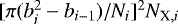 Mathematical equation: $[\pi(b_{i}^2-b_{i-1})/N_i]^2N_{{\textrm{X}},i}$