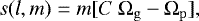 Mathematical equation: \begin{align} s(l,m)&=&m[{C~{\UpOmega}_{\mathrm{g}}} -{\UpOmega}_{\mathrm{p}}], \end{align}