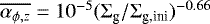 Mathematical equation: $\overline{\alpha_{\phi,z}} = 10^{-5} ({\mathrm{\Sigma}}_{\textrm{g}} / {\mathrm{\Sigma}}_{\textrm{g,ini}})^{-0.66}$