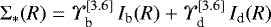 Mathematical equation: $\mathrm{\Sigma}_{\ast}(R) = \Upsilon^{[3.6]}_{\textrm{b}}\,I_{\textrm{b}}(R) + \Upsilon^{[3.6]}_{\textrm{d}}\, I_{\textrm{d}}(R)$