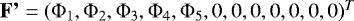 Mathematical equation: $\textbf{F'}=({\mathrm{\Phi}}_1, {\rm{\Phi}}_2, {\rm{\Phi}}_3, {\rm{\Phi}}_4, {\mathrm{\Phi}}_5,0,0,0,0,0,0,0)^T$