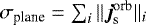 Mathematical equation: $\sigma_{\textrm{plane}}=\sum_{i} ||\vec{j}_{\textrm{s}}^{\textrm{orb}}||_{i}$