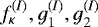 Mathematical equation: $f_{\kappa}^{(I)}, g_1^{(I)}, g_2^{(I)}$