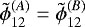 Mathematical equation: $\tilde{\phi}_{12}^{(A)} = \tilde{\phi}_{12}^{(B)}$