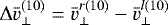 Mathematical equation: $\mathrm\Delta \bar{v}^{(10)}_{\perp}=\bar{v}^{r(10)}_{\perp}-\bar{v}^{l(10)}_{\perp}$