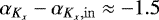 Mathematical equation: $\alpha_{K_x} - \alpha_{K_x, \mathrm{in}} \approx -1.5$