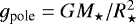 Mathematical equation: $g_{\text{pole}}=GM_{\star}/R_{\star}^2$