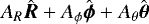Mathematical equation: $A_R\hat{\vec{R}}+A_{\phi}\hat{\vec{\phi}}+A_{\theta}\hat{\vec{\theta}}$