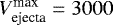 Mathematical equation: $V^{\textrm{max}}_{\textrm{ejecta}} = 3000$