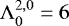 Mathematical equation: $ {\mathrm{\Lambda}}_0^{2,0} = 6 $