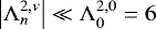 Mathematical equation: $ \left| {\mathrm{\Lambda}}_n^{2,\nu} \right| \ll {\mathrm{\Lambda}}_0^{2,0} = 6 $