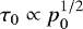 Mathematical equation: $\tau_0 \propto p_0^{1/2}$