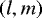 Mathematical equation: $ \left( l , m \right) $