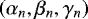 Mathematical equation: $ \left( \alpha_n , \beta_n , \gamma_n \right) $