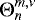 Mathematical equation: $ {\mathrm{\Theta}}_n^{m,\nu} $