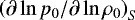Mathematical equation: $\left( \partial \ln p_0 / \partial \ln \rho_0 \right)_S $