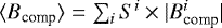 Mathematical equation: $\langle B_{\textrm{comp}} \rangle= \sum_i S^i \times |B_{\textrm{comp}}^i|$