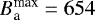 Mathematical equation: $B_{\textrm{a}}^{\textrm{max}}= 654$