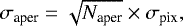 Mathematical equation: \begin{equation*}\sigma_{\textrm{aper}} = \sqrt{N_{\textrm{aper}}} \times \sigma_{\textrm{pix}} , \end{equation*}