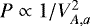 Mathematical equation: $P\propto 1/V_{A,a}^2$