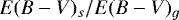 Mathematical equation: $E(B-V)_s/E(B-V)_g$