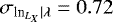 Mathematical equation: $\sigma_{\textrm{ln}_{L_{X}} | \lambda} = 0.72$