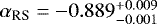 Mathematical equation: $\alpha_{\textrm{RS}}=-0.889^{+0.009}_{-0.001}$