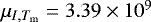 Mathematical equation: $\mu_{I,T_{\mathrm{m}}}=3.39\times 10^9$
