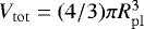 Mathematical equation: $V_{\mathrm{tot}}=(4/3)\pi R_{\mathrm{pl}}^3$