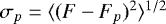 Mathematical equation: $\sigma_{p}=\langle (F-F_{p})^{2} \rangle^{1/2}$
