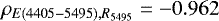 Mathematical equation: $\rho_{E(4405-5495),R_{5495}} = -0.962$