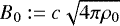 Mathematical equation: $B_0:=c\sqrt{4 \pi \rho_0}$