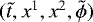 Mathematical equation: $(\tilde{t},x^{1},x^{2},\tilde{\phi})$