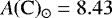 Mathematical equation: $A(\mathrm{C})_{\odot}=8.43$
