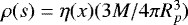 Mathematical equation: $\rho(s)=\eta(x)(3M/4\pi R_{p}^{3})$
