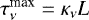 Mathematical equation: $\tau_{\nu}^{\textrm{max}} = \kappa_{\nu} L$