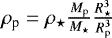 Mathematical equation: $\rho_{\textrm{p}} = \rho_{\star} \frac{M_{\textrm{p}}}{M_{\star}} \frac{R_{\star}^3}{R_{\textrm{p}}^3}$