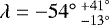 Mathematical equation: $\lambda=-54^{\circ}\,^{+41^{\circ}}_{-13^{\circ}}$