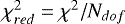 Mathematical equation: $\chi^2_{red}=\chi^2/N_{dof}$
