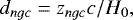 Mathematical equation: \begin{equation*} d_{ngc}=z_{ngc}c/H_0,\end{equation*}