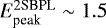 Mathematical equation: $E_{\textrm{peak}}^{\textrm{2SBPL}}\sim1.5$