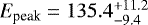 Mathematical equation: $E_{\textrm{peak}}=135.4_{-9.4}^{+11.2}$