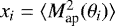 Mathematical equation: $x_i=\langle {M^2_{\textrm{ap}}({\theta}_i)} \rangle$